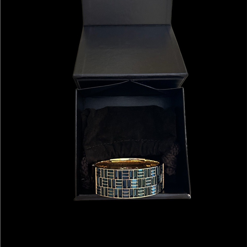 Michael Kors gold and blue hinged bangle